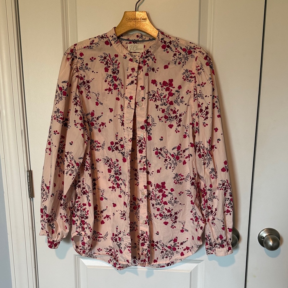 J. Crew Red and Pink Floral Top